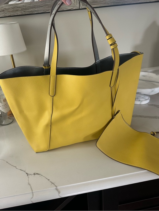 Zara Handbags - Zara Reversible Yellow Tote Bag with Pouch